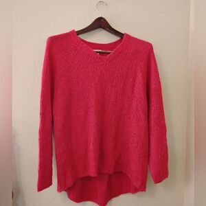hot pink v neck sweater L